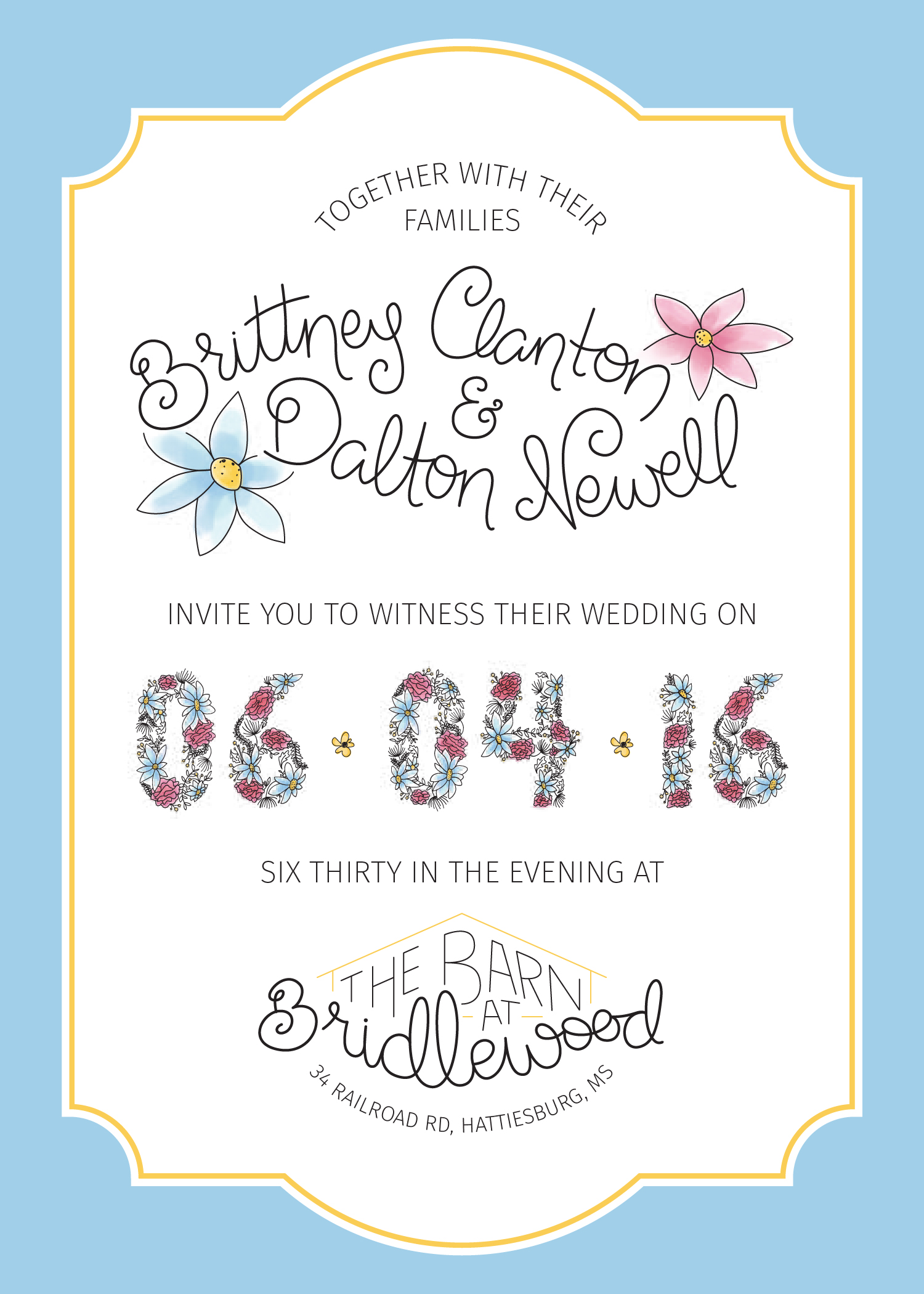 Clanton Newell Wedding Invite